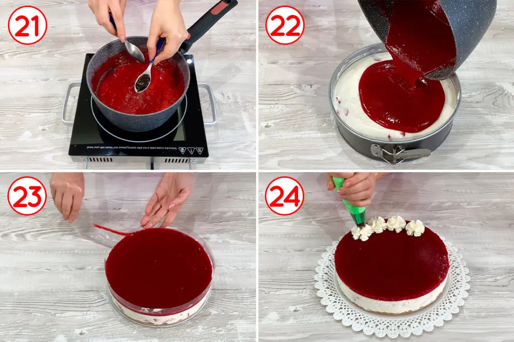 Decorazione della cheesecake alle fragole