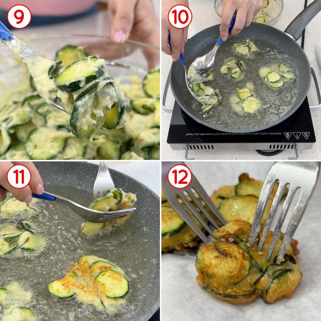 Cottura delle frittelle di zucchine