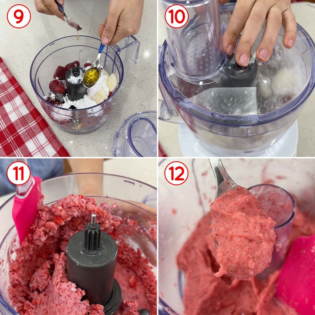 preparazione del gelato istantaneo alla fragola