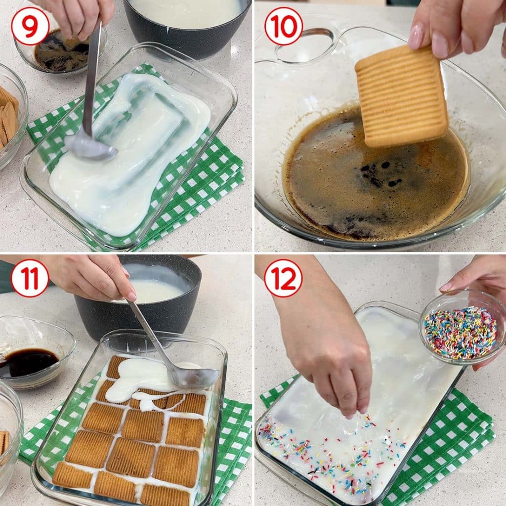 Composizione del biancomangiare con i biscotti