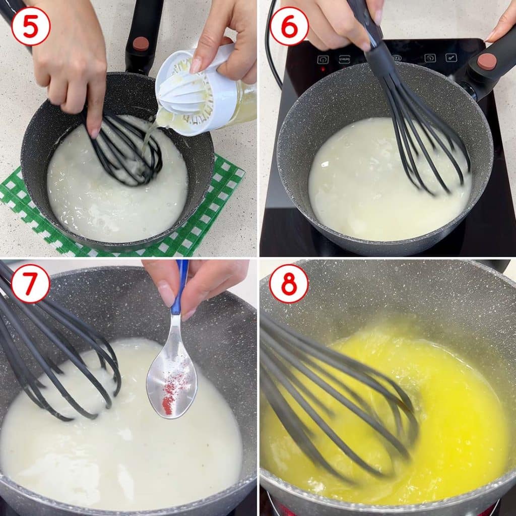 Preparazione della crema di limoni senza uova