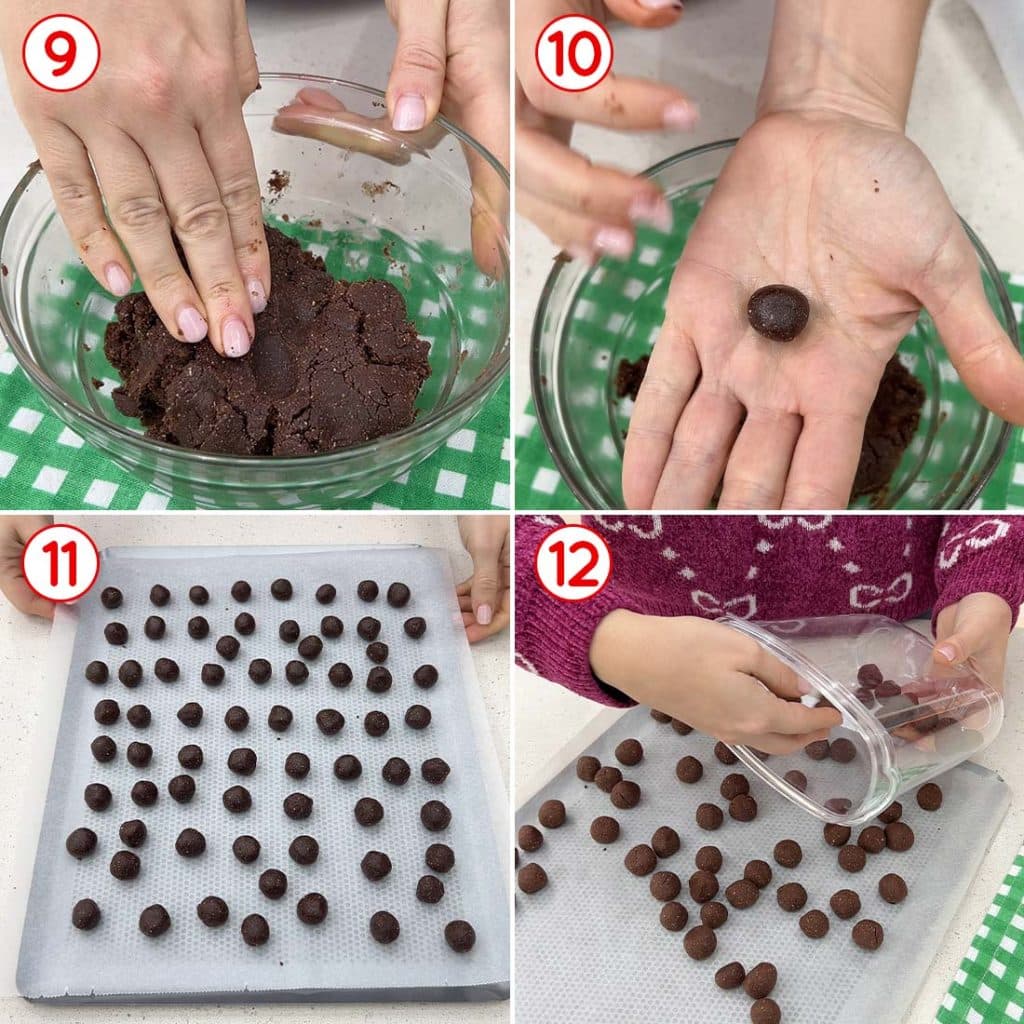 Formazione e cottura delle palline al cacao da colazione