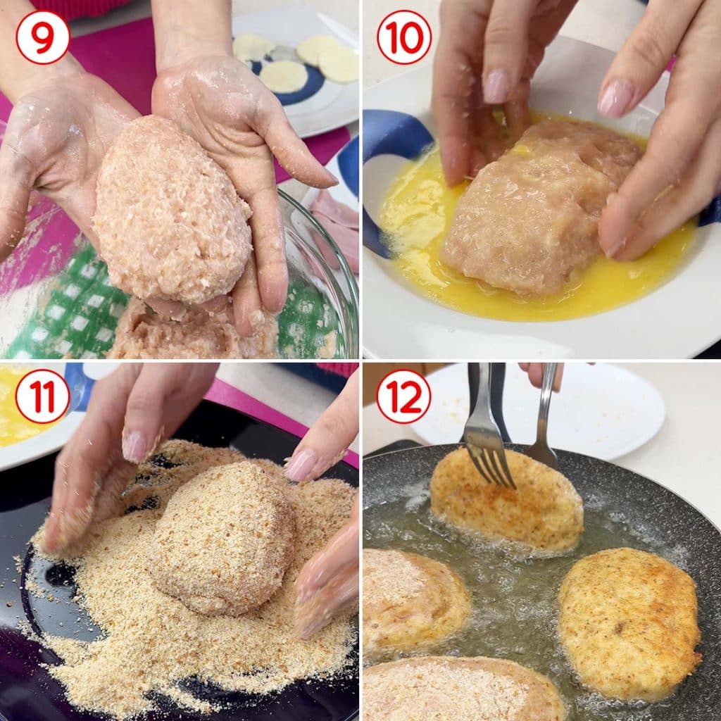 Panatura e frittura dei panzerotti di pollo