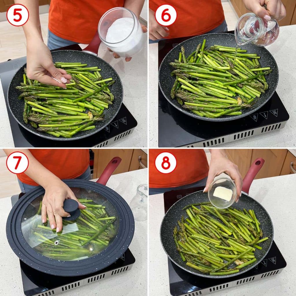 Cottura degli asparagi in padella