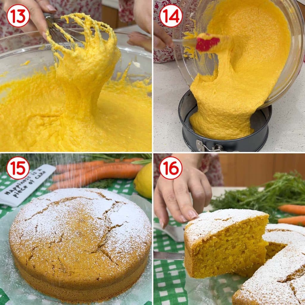Cottura della torta all'acqua alle carote