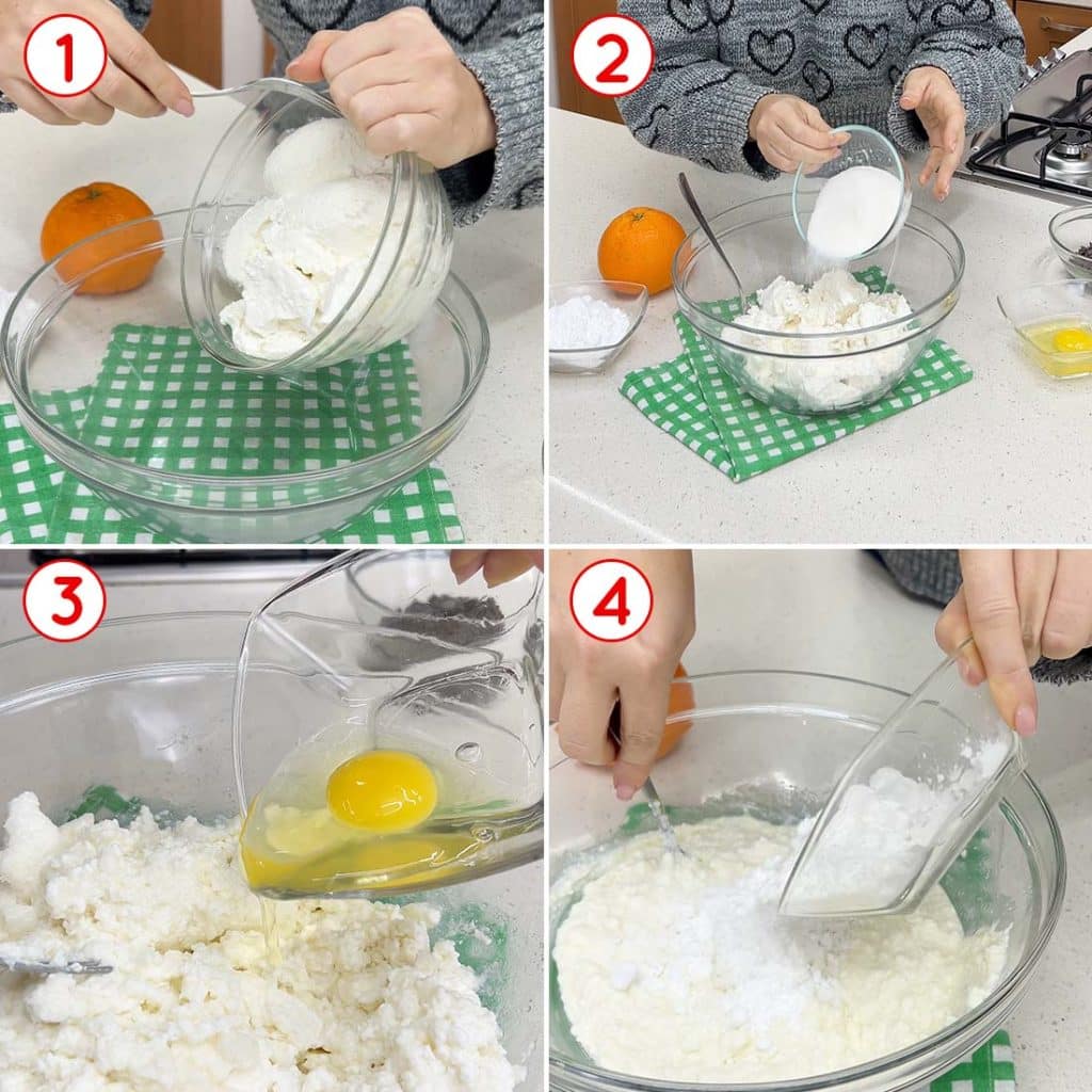 Preparazione della torta ricotta e cioccolato
