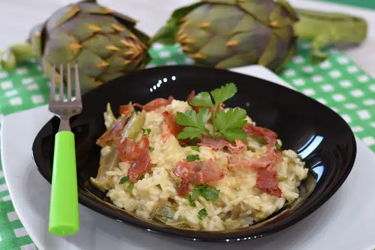 Risotto carciofi e speck