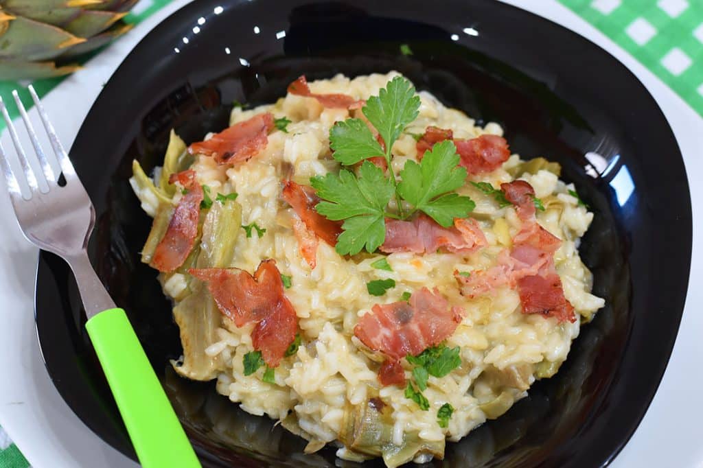 Risotto carciofi e speck
