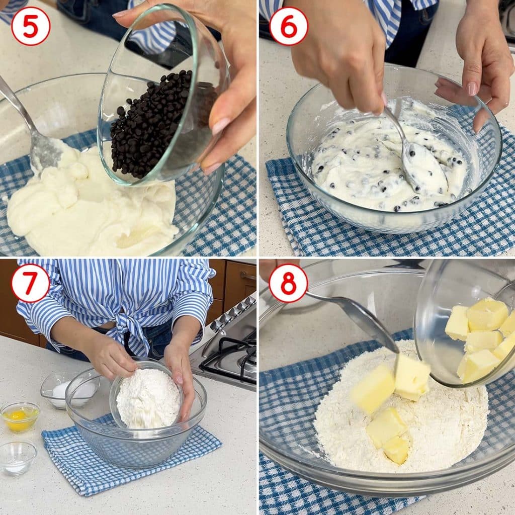 Gocce di cioccolato e preparazione della frolla