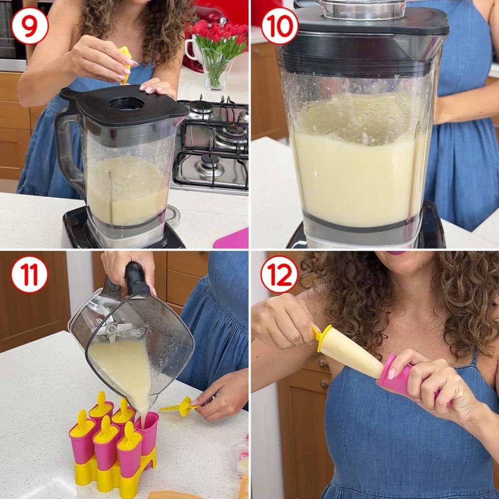 Preparazione dei ghiaccioli alla pesca fatti in casa