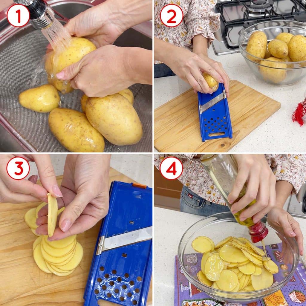 Pulizia e taglio delle patate