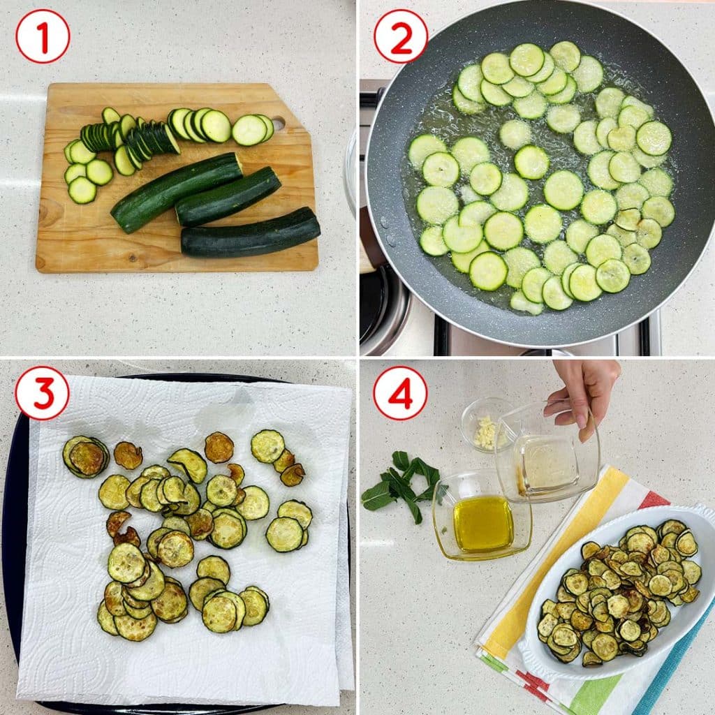 Taglio e cottura delle zucchine
