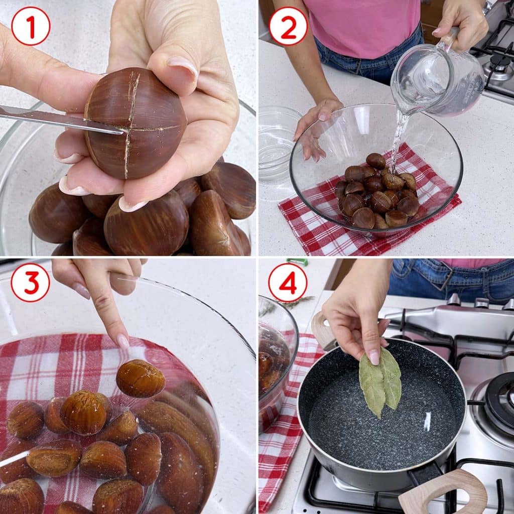 Taglio e ammollo delle castagne