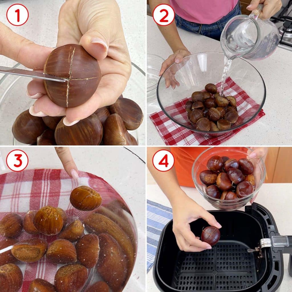 Taglio e ammollo delle castagne