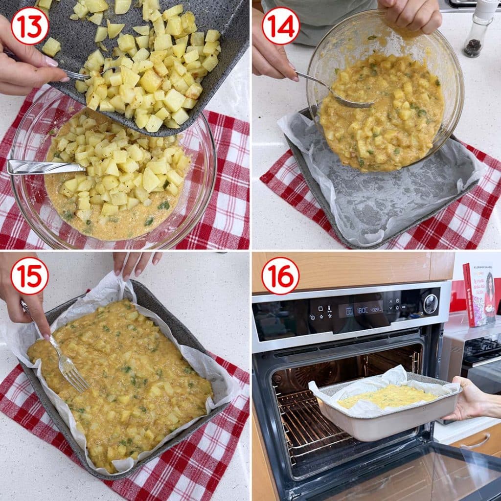 Cottura della frittata con patate al forno